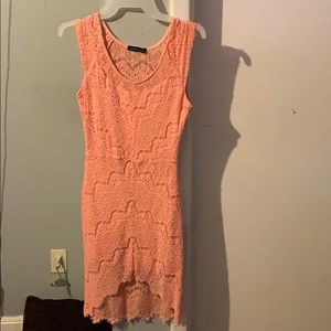 Peach high low fitted dress